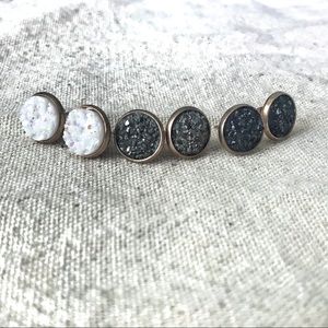 Druzy stud earring set